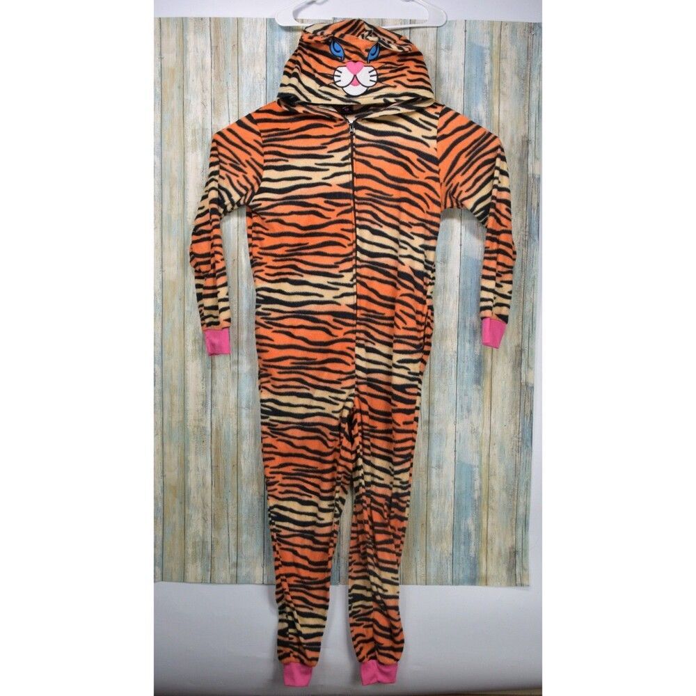 Women's Tiger One Piece Pajama Halloween Costume Size L Union Suit Body Candy